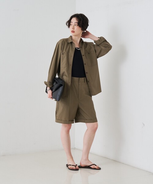 Rouge vif(ルージュヴィフ)の「【セットアップ対応】コットン胸ポケット付きシャツ(シャツ/ブラウス・レディース・ブラウン/ラベンダー・フリー)」の12枚目の写真