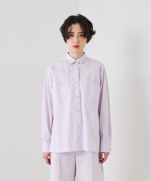 Rouge vif(ルージュヴィフ)の「【セットアップ対応】コットン胸ポケット付きシャツ(シャツ/ブラウス・レディース・ブラウン/ラベンダー・フリー)」の20枚目の写真