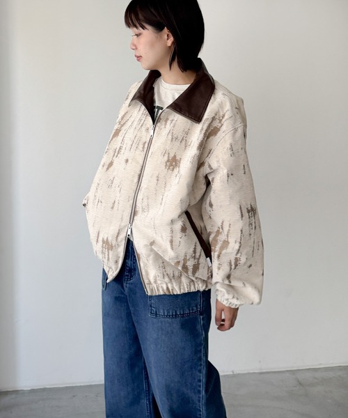 CANAL JEAN(キャナルジーン)の「SUPERTHANKS ダメージジャガードジップブルゾン(ブルゾン・レディース・アイボリー・SMALL)」の15枚目の写真