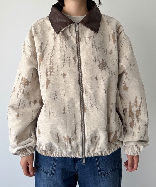 CANAL JEAN(キャナルジーン)の「SUPERTHANKS ダメージジャガードジップブルゾン(ブルゾン・レディース・アイボリー・SMALL)」の5枚目の写真