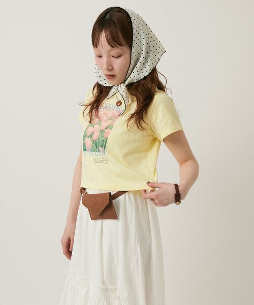 w closet(ダブルクローゼット)の「チューリップT(Tシャツ/カットソー・レディース・オフホワイト/アイボリー/イエロー/ピンク・FREE)」の14枚目の写真