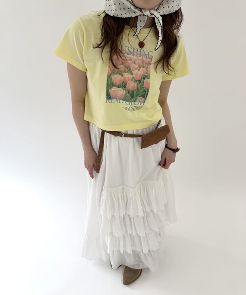 w closet(ダブルクローゼット)の「チューリップT(Tシャツ/カットソー・レディース・オフホワイト/アイボリー/イエロー/ピンク・FREE)」の15枚目の写真