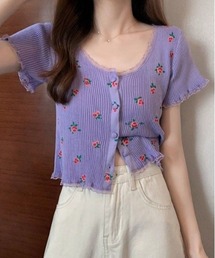 ペルルペッシュ♡ボタニカル柄トップス♡ 予約商品】レディースのトップス（パープル/紫色系・花柄・ボタニカル