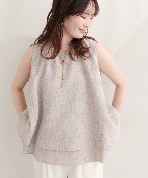 natural couture（ナチュラルクチュール）の「サマーツイードティアードTOPS（シャツ/ブラウス・レディース・ブラック/アイボリー・FREE）」の4枚目の写真