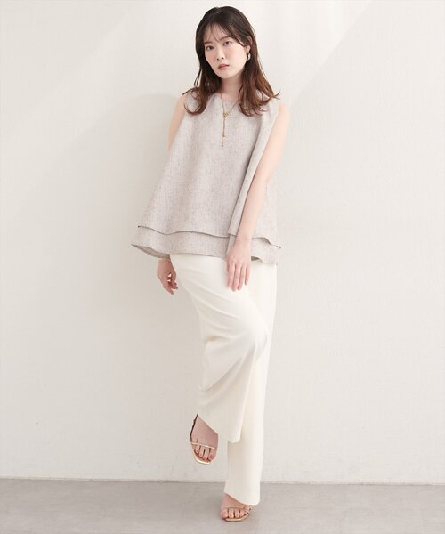 natural couture（ナチュラルクチュール）の「サマーツイードティアードTOPS（シャツ/ブラウス・レディース・ブラック/アイボリー・FREE）」の5枚目の写真