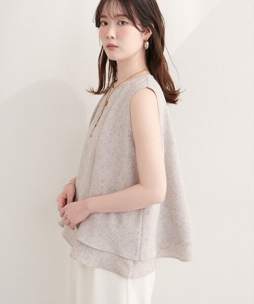 natural couture（ナチュラルクチュール）の「サマーツイードティアードTOPS（シャツ/ブラウス・レディース・ブラック/アイボリー・FREE）」の6枚目の写真