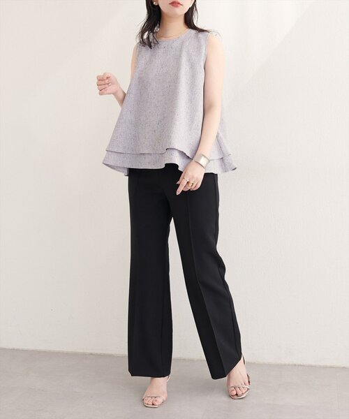 natural couture（ナチュラルクチュール）の「サマーツイードティアードTOPS（シャツ/ブラウス・レディース・ブラック/アイボリー・FREE）」の11枚目の写真