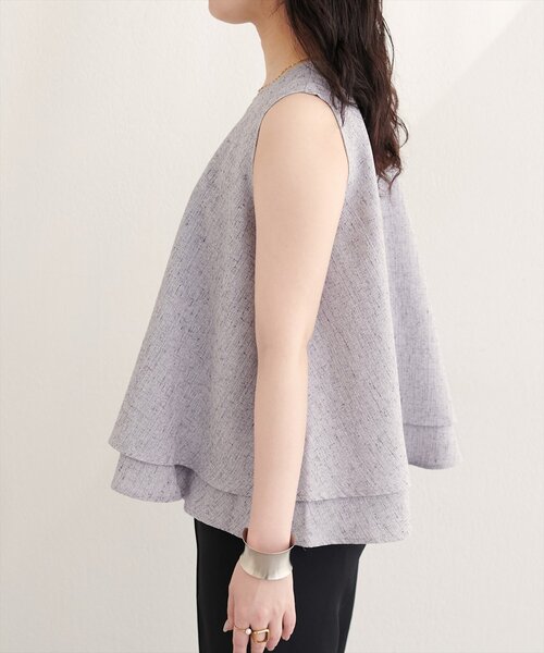 natural couture（ナチュラルクチュール）の「サマーツイードティアードTOPS（シャツ/ブラウス・レディース・ブラック/アイボリー・FREE）」の13枚目の写真