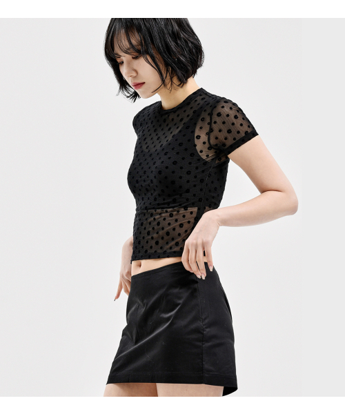 EXTRAORDINARY(エクストラオーディナリー)の「W LOGO PATTERN TEE BLACK(Tシャツ/カットソー・レディース・その他・F)」の1枚目の写真