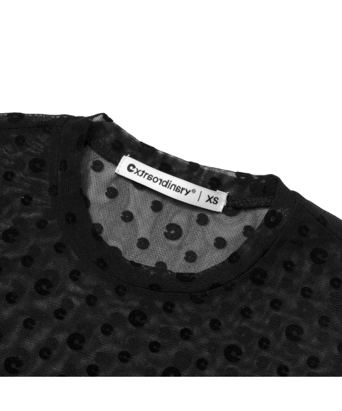 EXTRAORDINARY(エクストラオーディナリー)の「W LOGO PATTERN TEE BLACK(Tシャツ/カットソー・レディース・その他・F)」の4枚目の写真