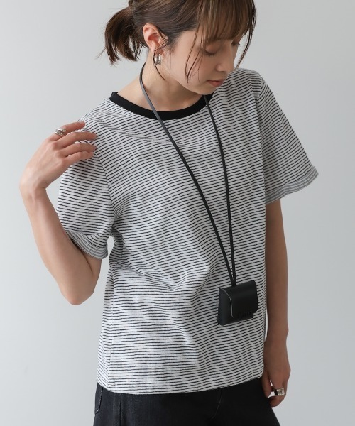 Bab（バブ）の「ピンボーダーＴシャツ（Tシャツ/カットソー・レディース・ホワイト/ブラック/グレー・M）」の5枚目の写真