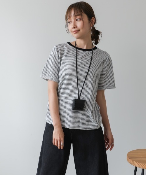 Bab（バブ）の「ピンボーダーＴシャツ（Tシャツ/カットソー・レディース・ホワイト/ブラック/グレー・M）」の6枚目の写真