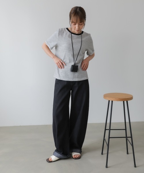 Bab（バブ）の「ピンボーダーＴシャツ（Tシャツ/カットソー・レディース・ホワイト/ブラック/グレー・M）」の7枚目の写真
