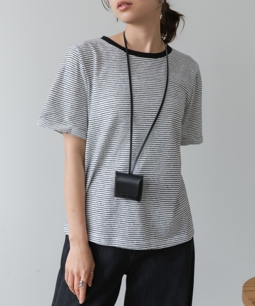 Bab（バブ）の「ピンボーダーＴシャツ（Tシャツ/カットソー・レディース・ホワイト/ブラック/グレー・M）」の8枚目の写真