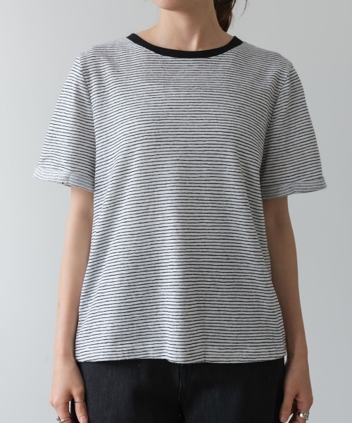 Bab（バブ）の「ピンボーダーＴシャツ（Tシャツ/カットソー・レディース・ホワイト/ブラック/グレー・M）」の13枚目の写真