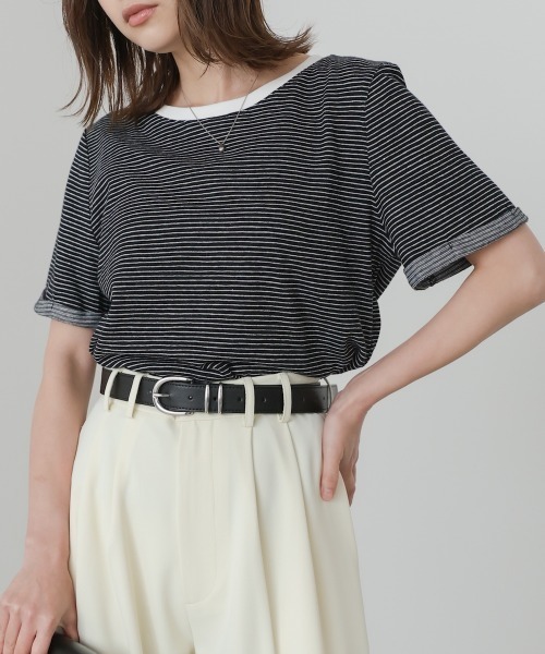 Bab（バブ）の「ピンボーダーＴシャツ（Tシャツ/カットソー・レディース・ホワイト/ブラック/グレー・M）」の22枚目の写真