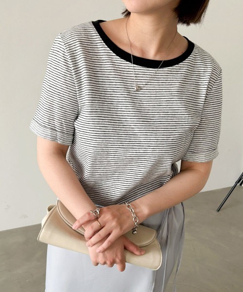 Bab（バブ）の「ピンボーダーＴシャツ（Tシャツ/カットソー・レディース・ホワイト/ブラック/グレー・M）」の19枚目の写真