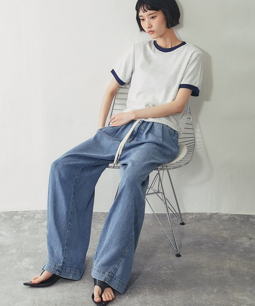 ANOTHER S(アナザーエス)の「【接触冷感】とろみリヨセルデニム イージーバギーパンツ(デニムパンツ・レディース・ブラック/ブルー・FREE)」の4枚目の写真