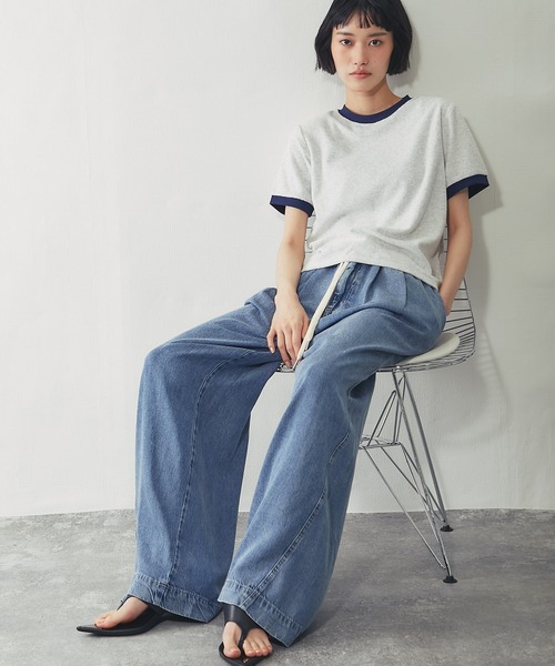 ANOTHER S(アナザーエス)の「【接触冷感】とろみリヨセルデニム イージーバギーパンツ(デニムパンツ・レディース・ブラック/ブルー・FREE)」の6枚目の写真