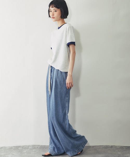 ANOTHER S(アナザーエス)の「【接触冷感】とろみリヨセルデニム イージーバギーパンツ(デニムパンツ・レディース・ブラック/ブルー・FREE)」の7枚目の写真