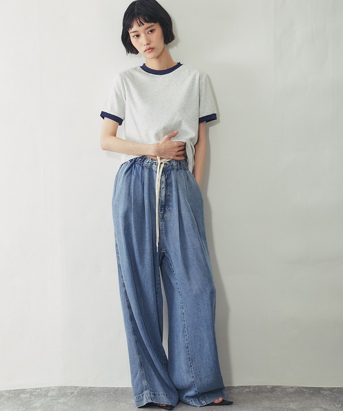ANOTHER S(アナザーエス)の「【接触冷感】とろみリヨセルデニム イージーバギーパンツ(デニムパンツ・レディース・ブラック/ブルー・FREE)」の3枚目の写真