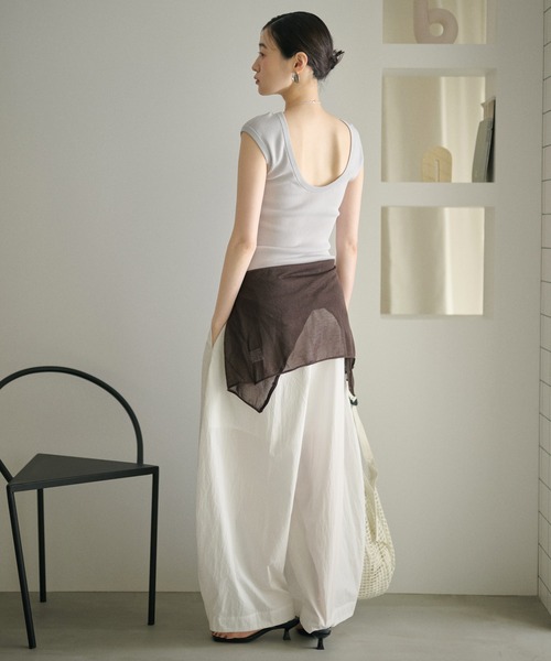 LAULEN(ローレン)の「2way scoop neck rib tops / 2way スクープネックリブトップス(Tシャツ/カットソー・レディース・ブラウン/ホワイト/ブルー・FREE)」の21枚目の写真