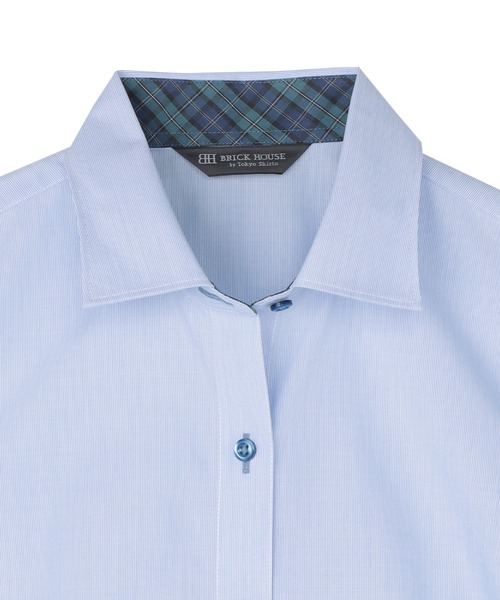 TOKYO SHIRTS(トウキョウシャツ)の「【吸水速乾】 形態安定ノンアイロン ワイド 半袖ビジネスワイシャツ(ビジネスシャツ・レディース・ブルー・XL/M/L/S/LL)」の3枚目の写真