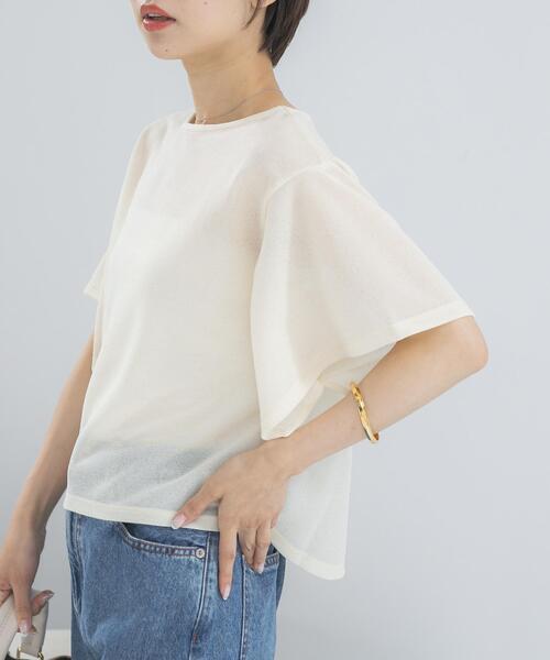 URBAN RESEARCH ROSSO WOMEN(アーバンリサーチ ロッソ)の「スリットスリーブカラミカットソー(Tシャツ/カットソー・レディース・ブルー系その他/アイボリー/ブラウン・FREE)」の1枚目の写真