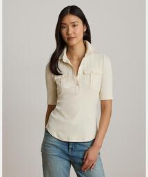 LAUREN RALPH LAUREN | リブニット エルボースリーブ カラード トップ(Tシャツ/カットソー)
