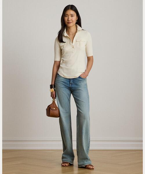 LAUREN RALPH LAUREN(ローレン ラルフ ローレン)の「リブニット エルボースリーブ カラード トップ(Tシャツ/カットソー・レディース・ナチュラル・M/L/S)」の8枚目の写真
