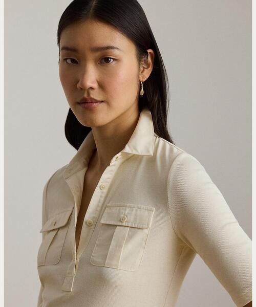 LAUREN RALPH LAUREN(ローレン ラルフ ローレン)の「リブニット エルボースリーブ カラード トップ(Tシャツ/カットソー・レディース・ナチュラル・M/L/S)」の6枚目の写真