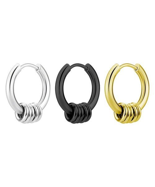 CHRONOM（クロノム）の「5連リングフープピアス（両耳用）（ピアス（両耳用）・メンズ・ゴールド/ブラック・M/L）」の5枚目の写真