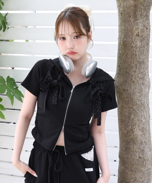 セットアップ可能/カットパンツ・スカート別売り】キラキラリボン