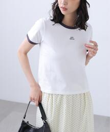 ロゴ刺繍リンガーTシャツ
