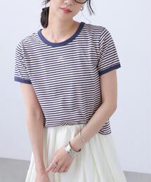 ロゴ刺繍リンガーTシャツ