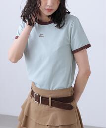 ロゴ刺繍リンガーTシャツ