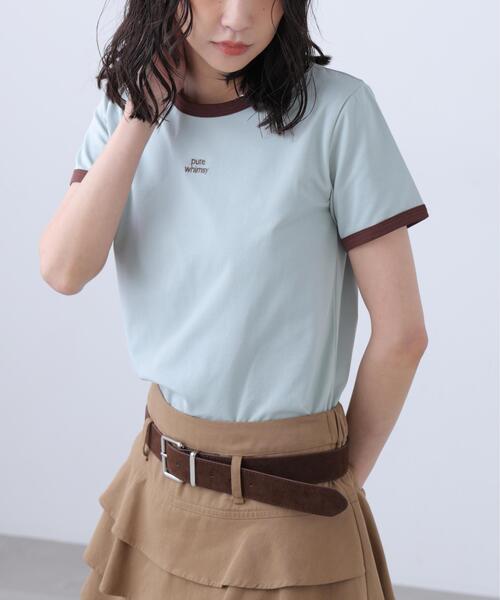 FREE'S MART(フリーズマート)の「ロゴ刺繍リンガーTシャツ(Tシャツ/カットソー・レディース・ホワイト/ライトグリーン/ブラウン系その他/ワンウォッシュ・FREE)」の4枚目の写真