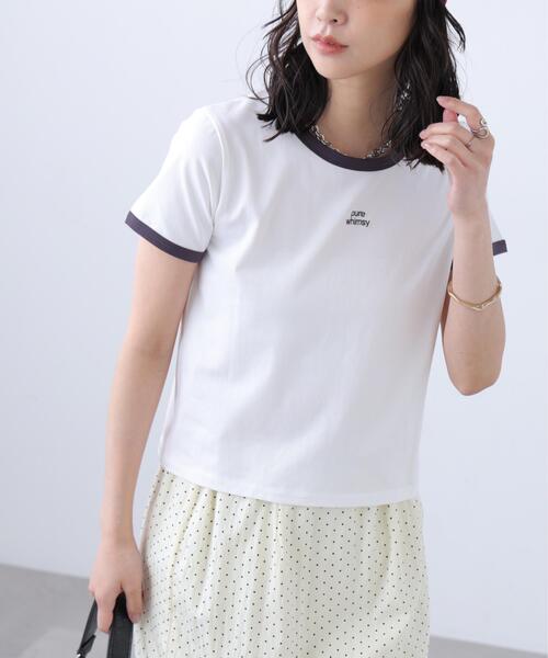 FREE'S MART(フリーズマート)の「ロゴ刺繍リンガーTシャツ(Tシャツ/カットソー・レディース・ホワイト/ライトグリーン/ブラウン系その他/ワンウォッシュ・FREE)」の6枚目の写真