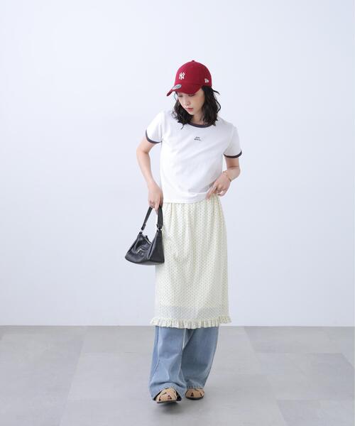 FREE'S MART(フリーズマート)の「ロゴ刺繍リンガーTシャツ(Tシャツ/カットソー・レディース・ホワイト/ライトグリーン/ブラウン系その他/ワンウォッシュ・FREE)」の7枚目の写真