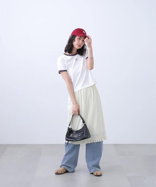 FREE'S MART(フリーズマート)の「ロゴ刺繍リンガーTシャツ(Tシャツ/カットソー・レディース・ホワイト/ライトグリーン/ブラウン系その他/ワンウォッシュ・FREE)」の8枚目の写真