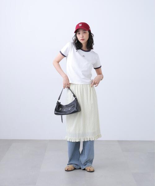 FREE'S MART(フリーズマート)の「ロゴ刺繍リンガーTシャツ(Tシャツ/カットソー・レディース・ホワイト/ライトグリーン/ブラウン系その他/ワンウォッシュ・FREE)」の9枚目の写真