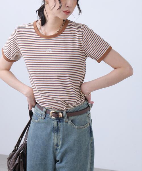 FREE'S MART(フリーズマート)の「ロゴ刺繍リンガーTシャツ(Tシャツ/カットソー・レディース・ホワイト/ライトグリーン/ブラウン系その他/ワンウォッシュ・FREE)」の12枚目の写真