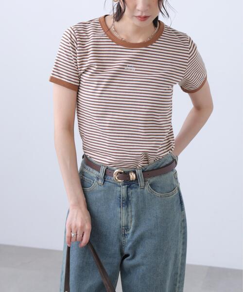 FREE'S MART(フリーズマート)の「ロゴ刺繍リンガーTシャツ(Tシャツ/カットソー・レディース・ホワイト/ライトグリーン/ブラウン系その他/ワンウォッシュ・FREE)」の13枚目の写真