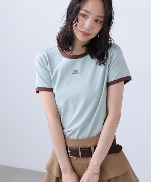 FREE'S MART(フリーズマート)の「ロゴ刺繍リンガーTシャツ(Tシャツ/カットソー・レディース・ホワイト/ライトグリーン/ブラウン系その他/ワンウォッシュ・FREE)」の5枚目の写真