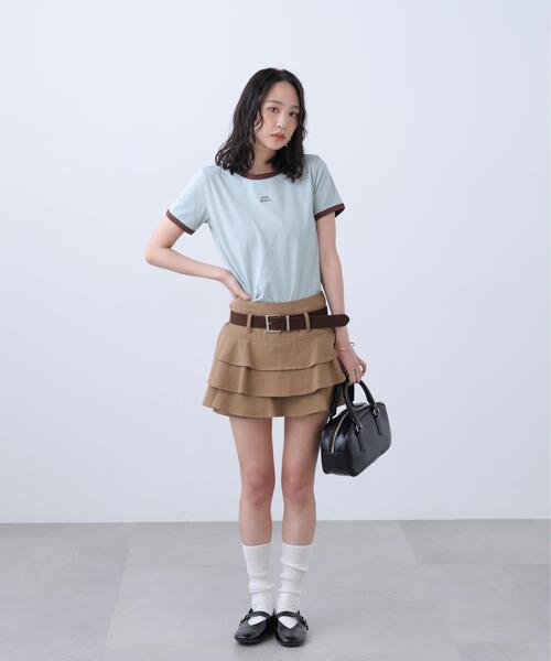 FREE'S MART(フリーズマート)の「ロゴ刺繍リンガーTシャツ(Tシャツ/カットソー・レディース・ホワイト/ライトグリーン/ブラウン系その他/ワンウォッシュ・FREE)」の9枚目の写真