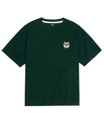 クールコットンオーバーサイズシバ刺繍パッチ半袖Tシャツ