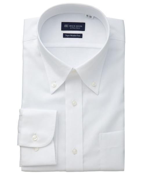 TOKYO SHIRTS(トウキョウシャツ)の「【超形態安定】 形態安定ノンアイロン ボタンダウン 長袖ビジネスワイシャツ(大きいサイズ・長いサイズ)(ビジネスシャツ・メンズ・ホワイト・首回り39cm-裄丈88cm/首回り41cm-裄丈90cm/首回り42cm-裄丈90cm/首回り43cm-裄丈90cm/首回り45cm-裄丈82cm/首回り45cm-裄丈86cm/首回り47cm-裄丈86cm/首回り47cm-裄丈90cm)」の1枚目の写真