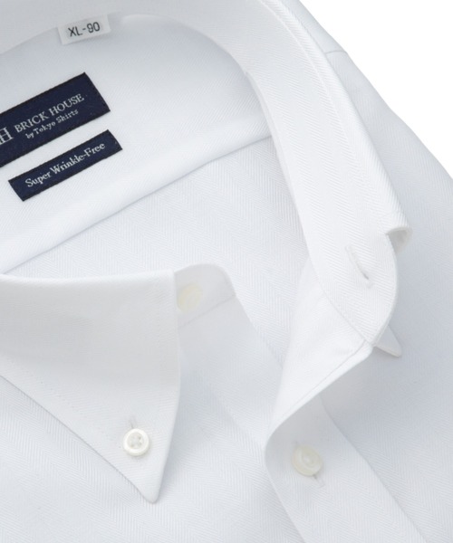 TOKYO SHIRTS(トウキョウシャツ)の「【超形態安定】 形態安定ノンアイロン ボタンダウン 長袖ビジネスワイシャツ(大きいサイズ・長いサイズ)(ビジネスシャツ・メンズ・ホワイト・首回り39cm-裄丈88cm/首回り41cm-裄丈90cm/首回り42cm-裄丈90cm/首回り43cm-裄丈90cm/首回り45cm-裄丈82cm/首回り45cm-裄丈86cm/首回り47cm-裄丈86cm/首回り47cm-裄丈90cm)」の2枚目の写真