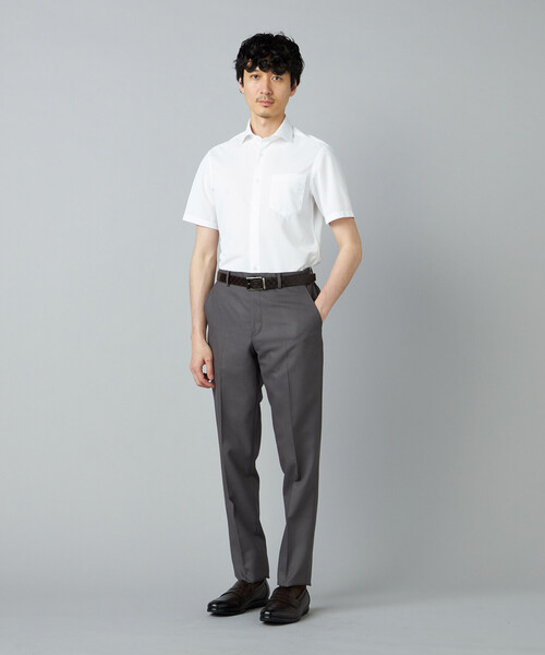 COMME CA MEN（コムサメン）の「【吸水速乾・防しわ・防汚】トリコットツイル 半袖ドレスシャツ（シャツ/ブラウス・メンズ・ホワイト/サックスブルー・M/L/S）」の3枚目の写真