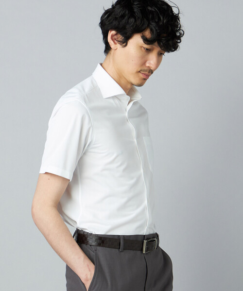 COMME CA MEN（コムサメン）の「【吸水速乾・防しわ・防汚】トリコットツイル 半袖ドレスシャツ（シャツ/ブラウス・メンズ・ホワイト/サックスブルー・M/L/S）」の4枚目の写真